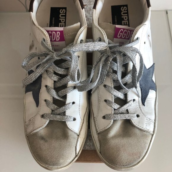 Golden Goose SUPERSTAR WHITE LEATHER/BLUE SUEDE - Picture 2 of 7